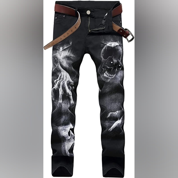 New Mens Painted Designer Slim Fit Jeans Multiple Sizes - Picture 1 of 2